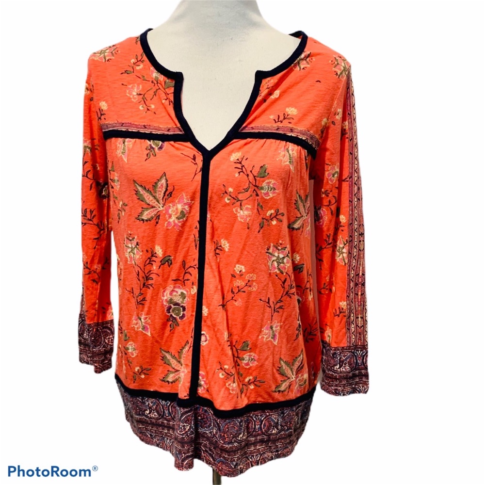 LUCKY BRAND NWT Floral Border Boho Top